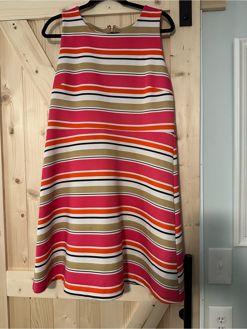 MICHAEL Michael Kors Pink, Orange, Tan, Black & White Striped A-Line Dress